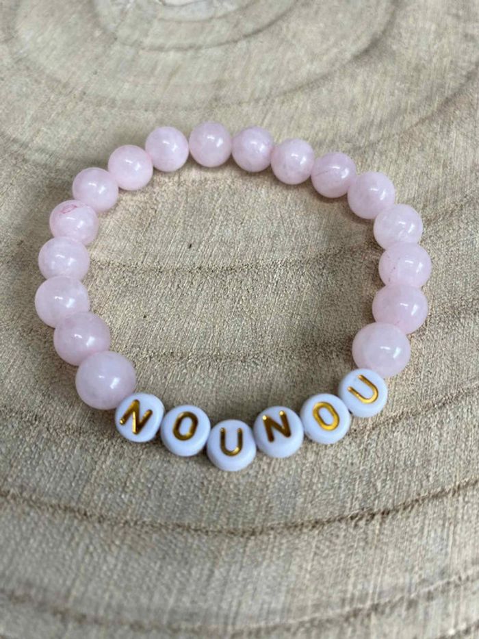Bracelet « nounou » quartz rose 18 cm , lithothérapie - photo numéro 2