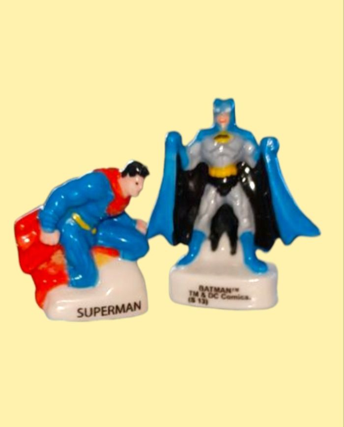 Lot de 2 fèves de collection Batman & Superman DC Comics