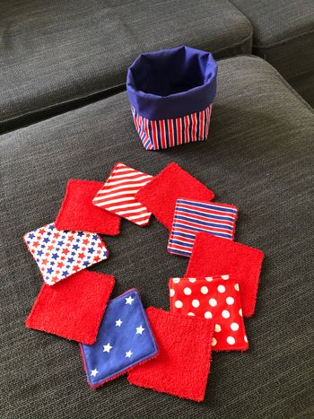 Lingettes lot de 10 lingettes avec panier lavable et réutilisable