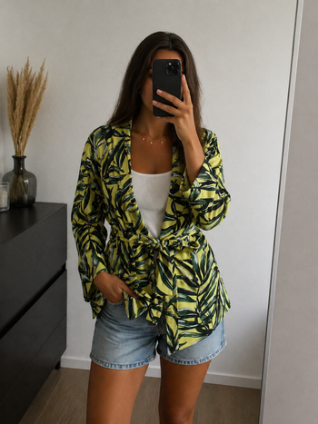 Blazer léger imprimé tropical Stradivarius