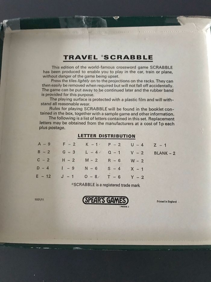 Jeu de lettre travel Scrabble jeux spear version anglaise - photo numéro 3