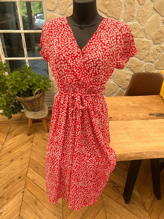 Robe longue rouge à fleurs été taille S M 36 38 juju s’amuse deluxe - photo numéro 4