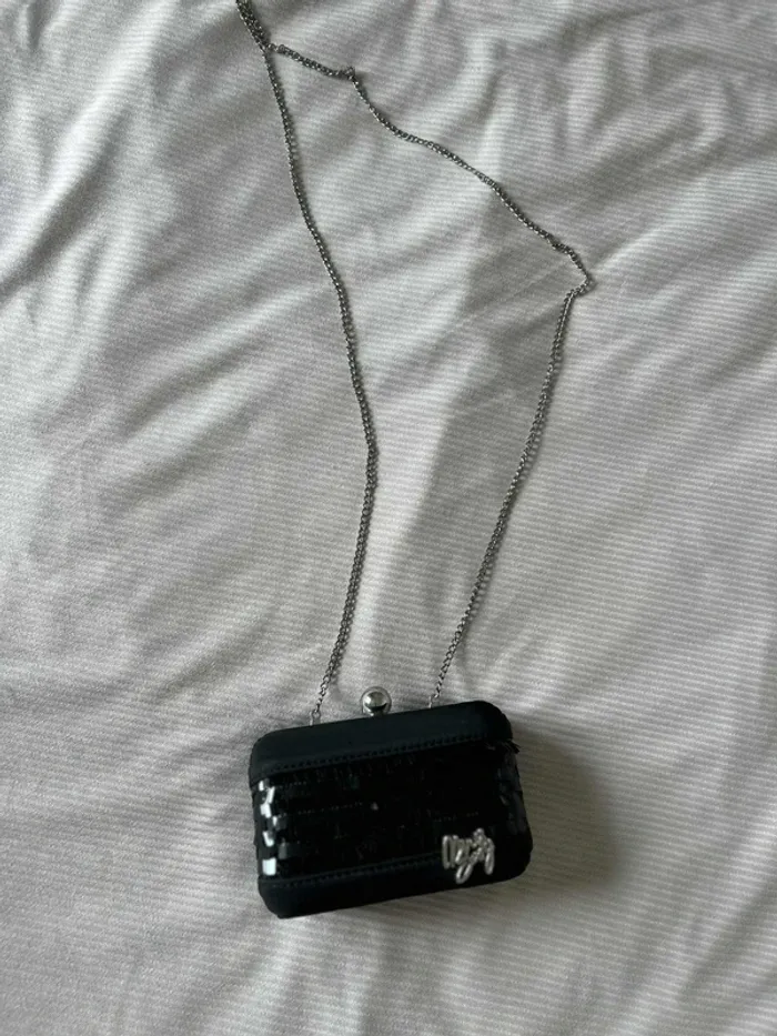 Sac bandoulière Miss Sixty noir à sequins – pochette soirée