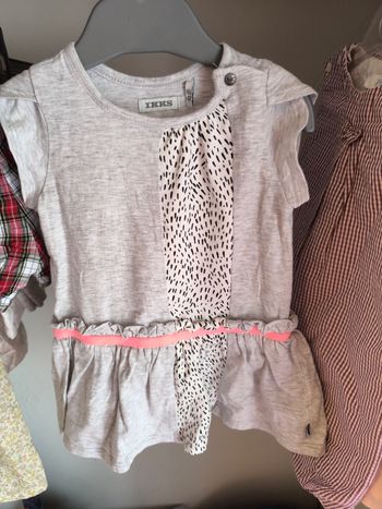 Robe IKKS grise et motifs graphiques - 6 mois