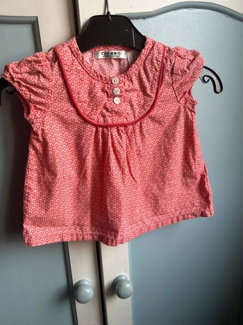 Blouse manches courtes rouge , cocoon, 6 mois