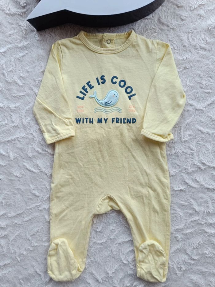Pyjama grenouillère été léger Mixte 6 mois Life is cool with my friend baleine - photo numéro 2