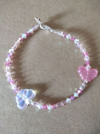 Création bracelet papillon rose effet miroir