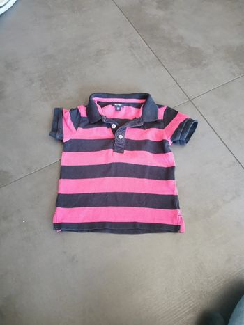 Joli polo manches courtes rose et noir kiabi 18 mois
