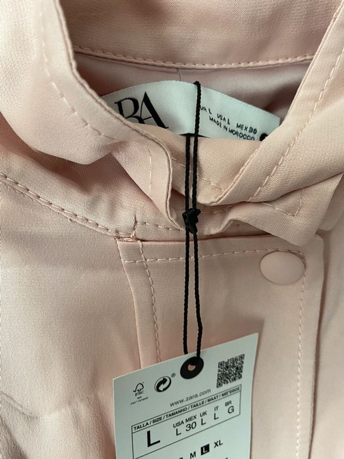 Superbe beau blouson aviateur fluide rose pale Zara neuf avec étiquette taille L - photo numéro 3
