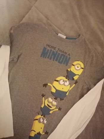 T-shirt Minions 🩶🤍☀️💙manches longues garçon 10 ans
