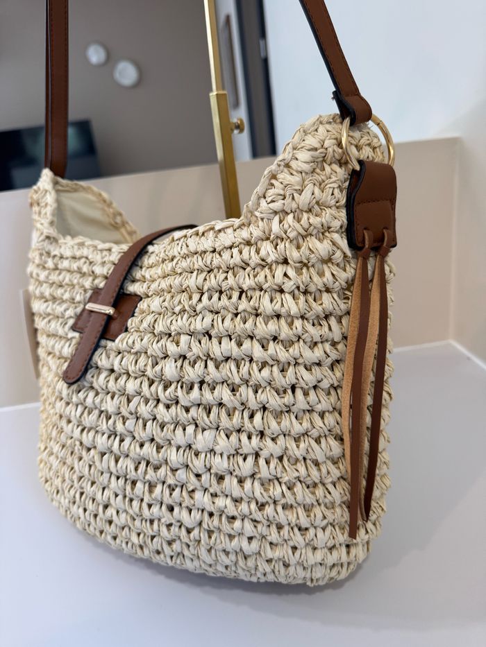 Sac effet paille  raphia neuf avec étiquette - photo numéro 5