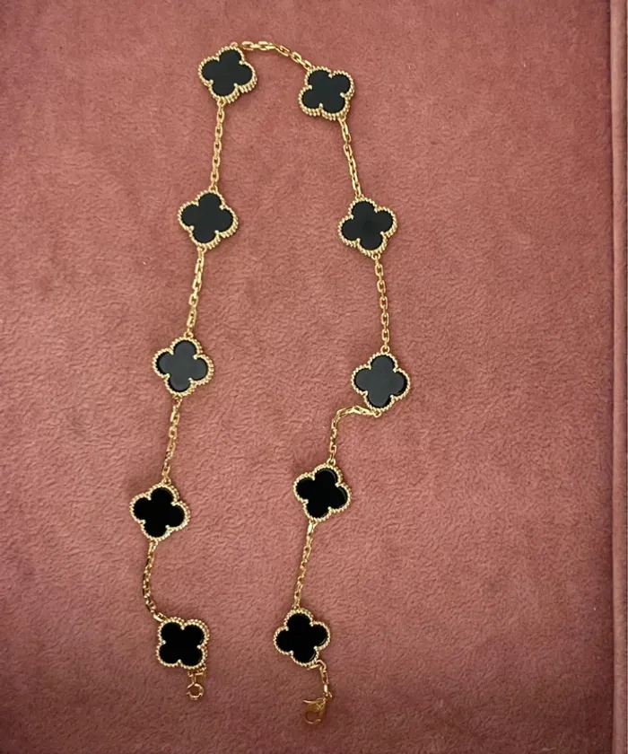 Collier 10 trèfles onyx noir - photo numéro 9
