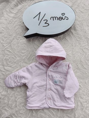 Manteau gilet veste avec capuche Fille 1/3 mois P'tit bisou