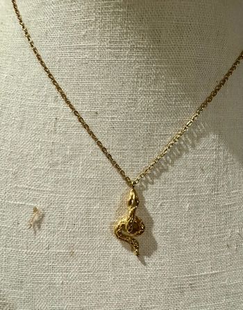 Collier réglable acier inoxydable or pendentif serpent