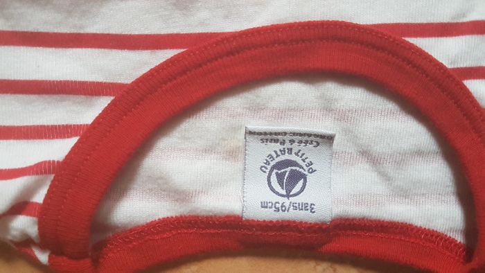 T shirt garçon 3 ans blanc rayé rouge Petit Bateau - photo numéro 2