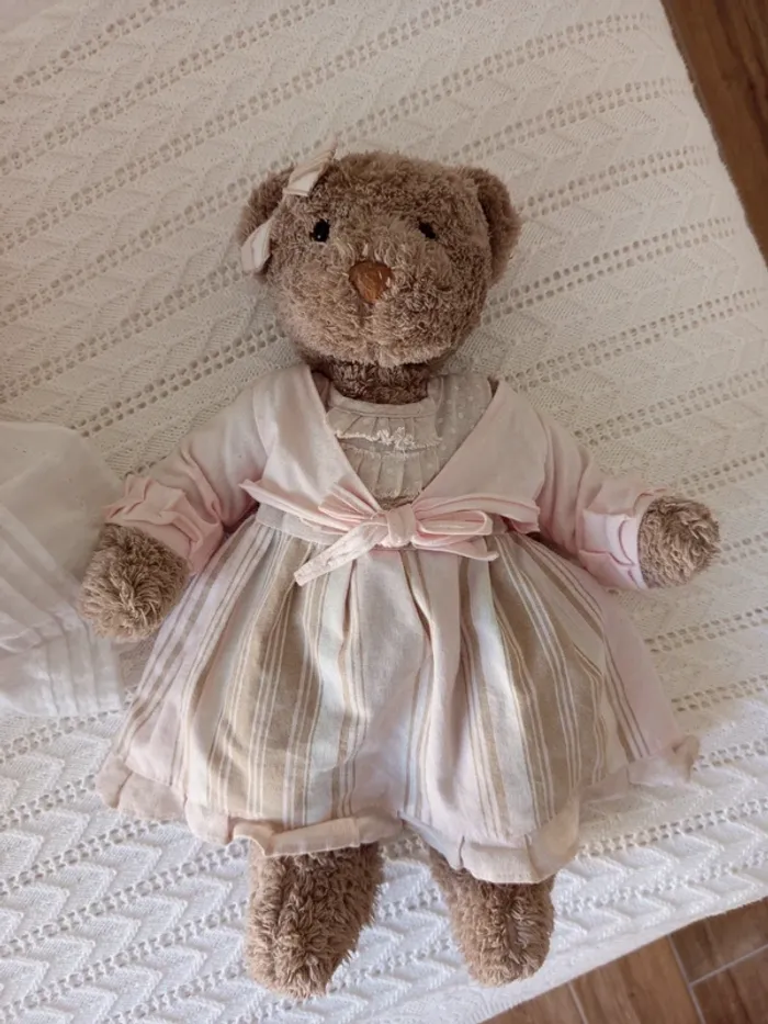 Ourson look vintage robe beige et rose Louise Mansen - photo numéro 8