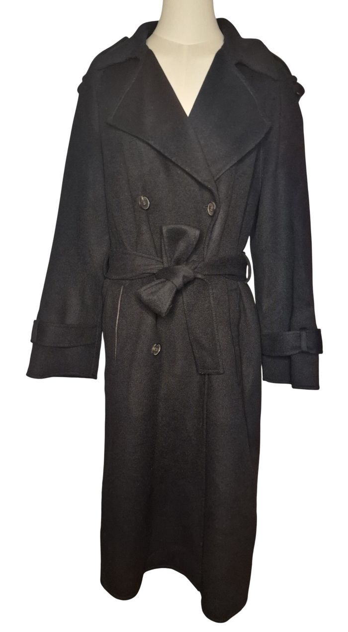 Manteau long noir ceinturé The Kooples laine/polyamide Taille 1 femme - photo numéro 2