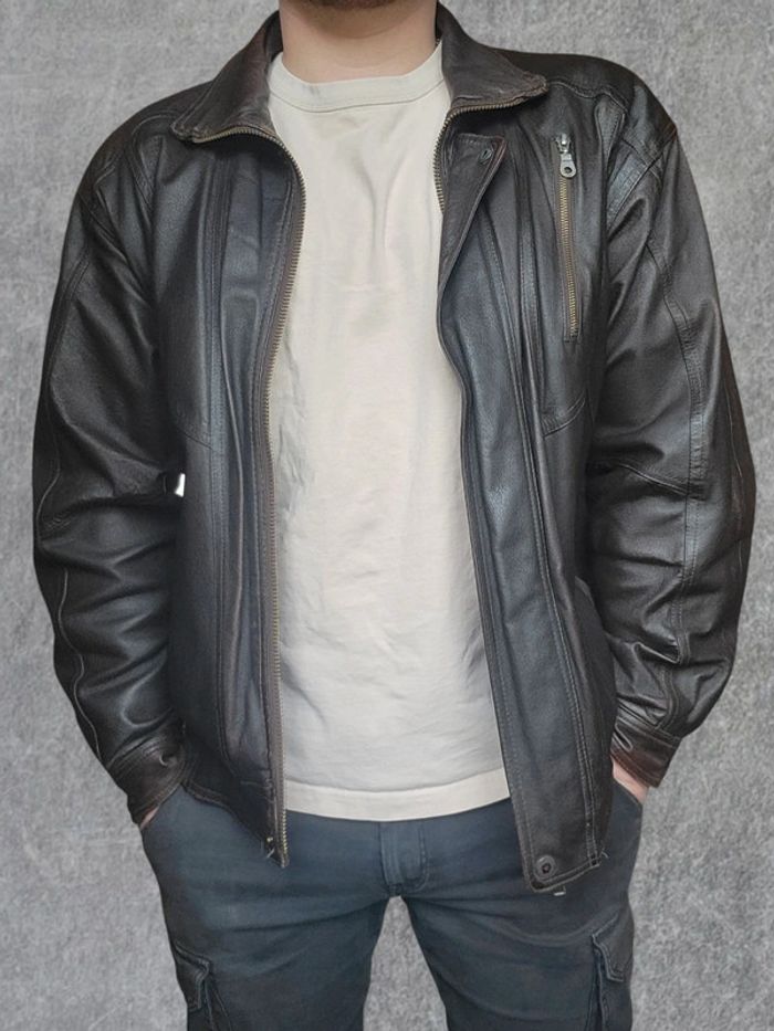 Cuir vintage marron foncé taille 48 - XL - photo numéro 4