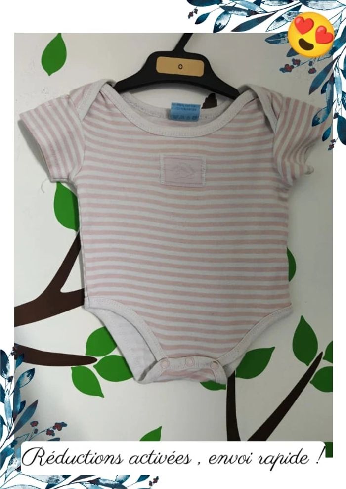 Body blanc et rose 0/3 Mois - photo numéro 2