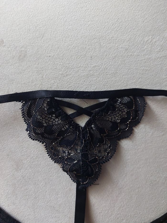 String en dentelle irisée - Noir/Cuivre - Etam - photo numéro 4