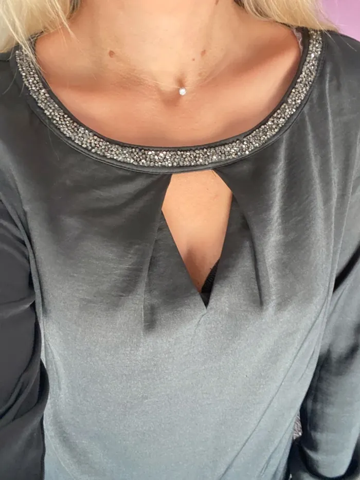 Blouse satinée strass Promod - photo numéro 2