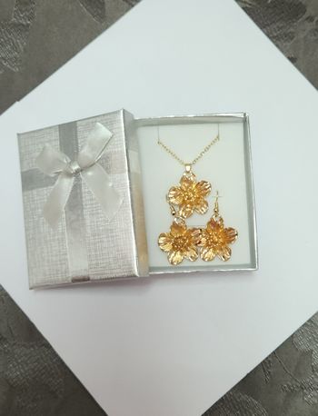 Parure collier, boucles d'oreilles acier inoxydable bohème neuf avec boite