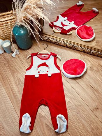 Taille 9 mois pyjama et bonnet de noël garçon mes petits cailloux rouge 💙