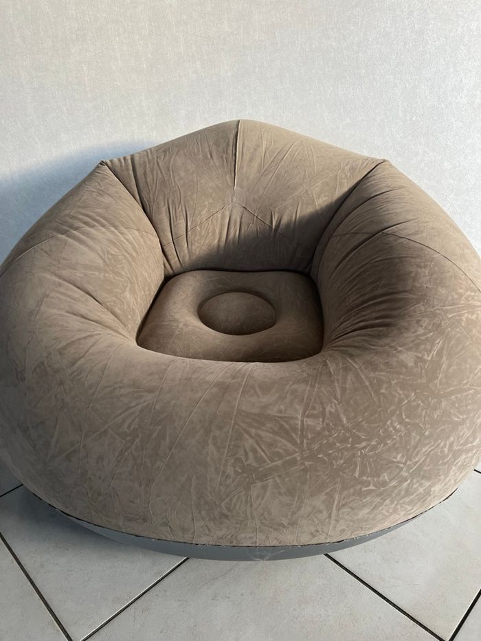 Joli pouf, gonflable taupe - photo numéro 7