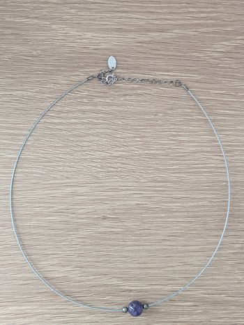 Collier fantaisie perle violette femme