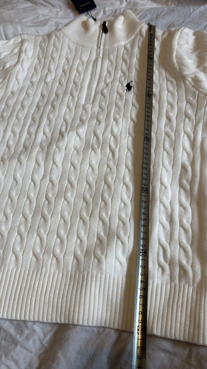 Pull torsadé Ralph Lauren blanc - photo numéro 7