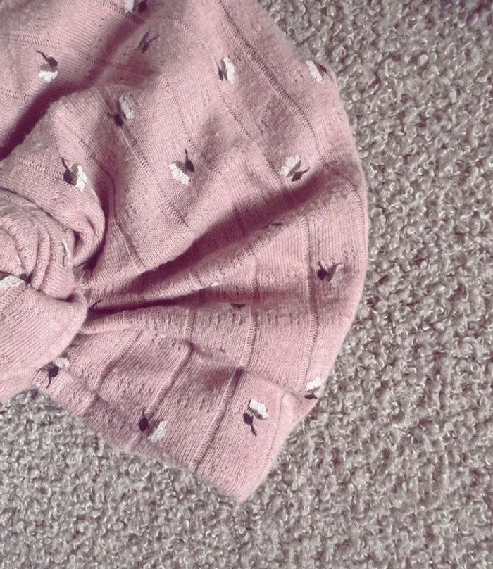 Turban créatrice rose avec motif tissu ajouré milaetmoi - photo numéro 3