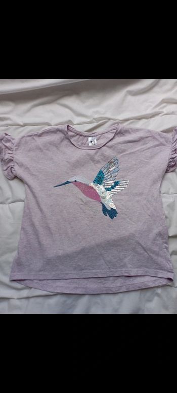 Tee shirt Lila manches courtes avec beabs 134/140 cm palomino neuf 5€