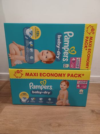2 Cartons couches Pampers baby-dry Taille 4+ - MaxiEcopack
