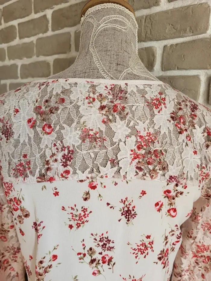 Robe fleuri dos et manches en dentelle - Romantique bohème - photo numéro 14