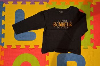 T-shirt manches longues noir, kiabi, taille 18 mois (77/82 cm)