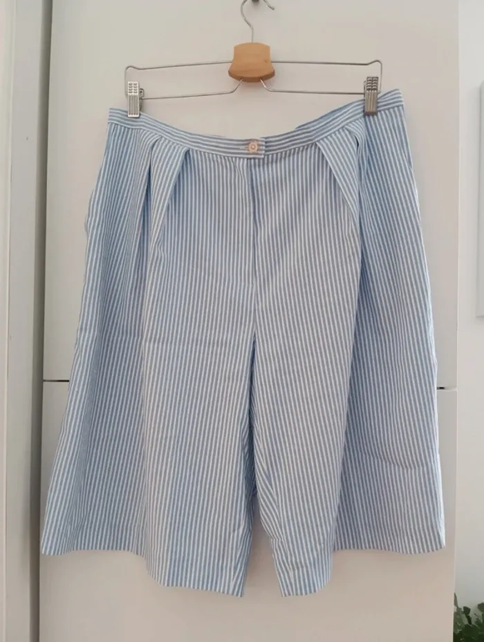 Bermuda vintage fluide rayures Bleu/blanc - photo numéro 6