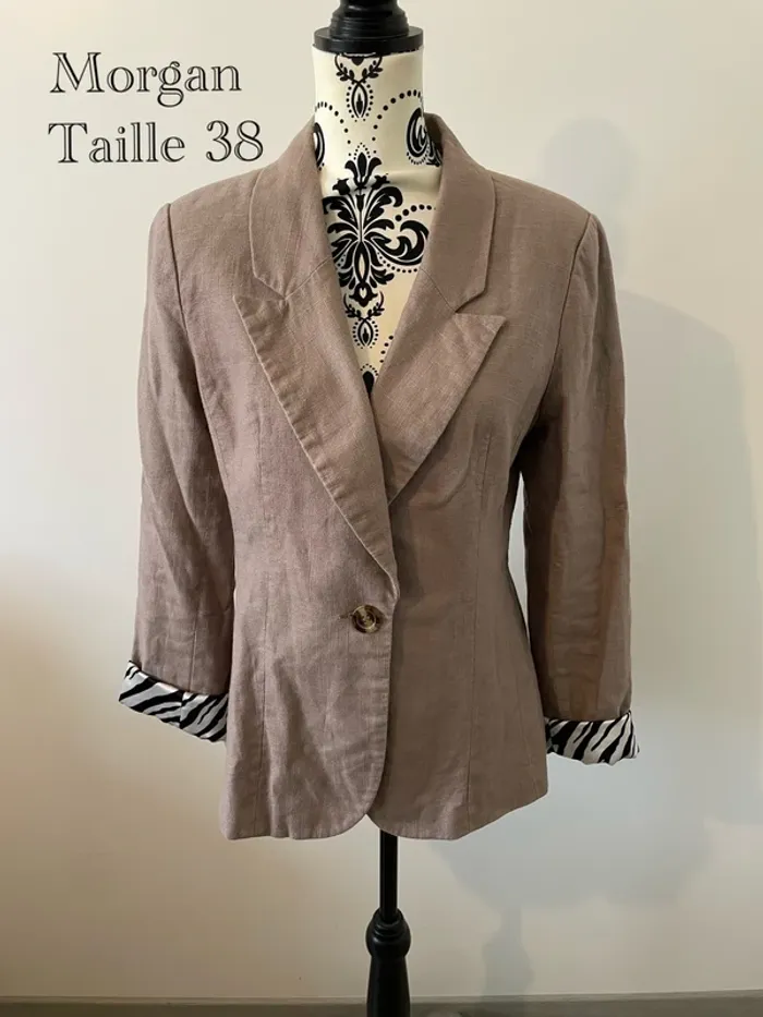 Veste / Blazer Morgan en lin à rayures zèbre - Taille 38