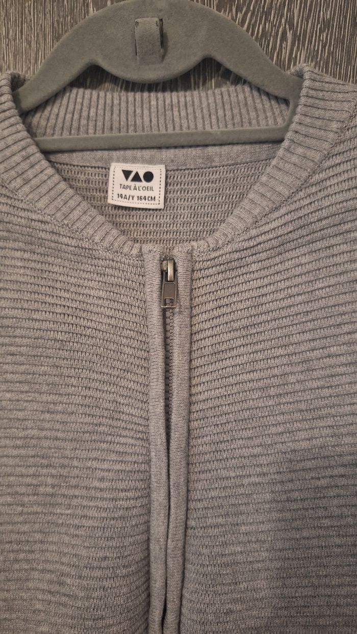 Gilet zippé en mailles torsadé gris - photo numéro 4