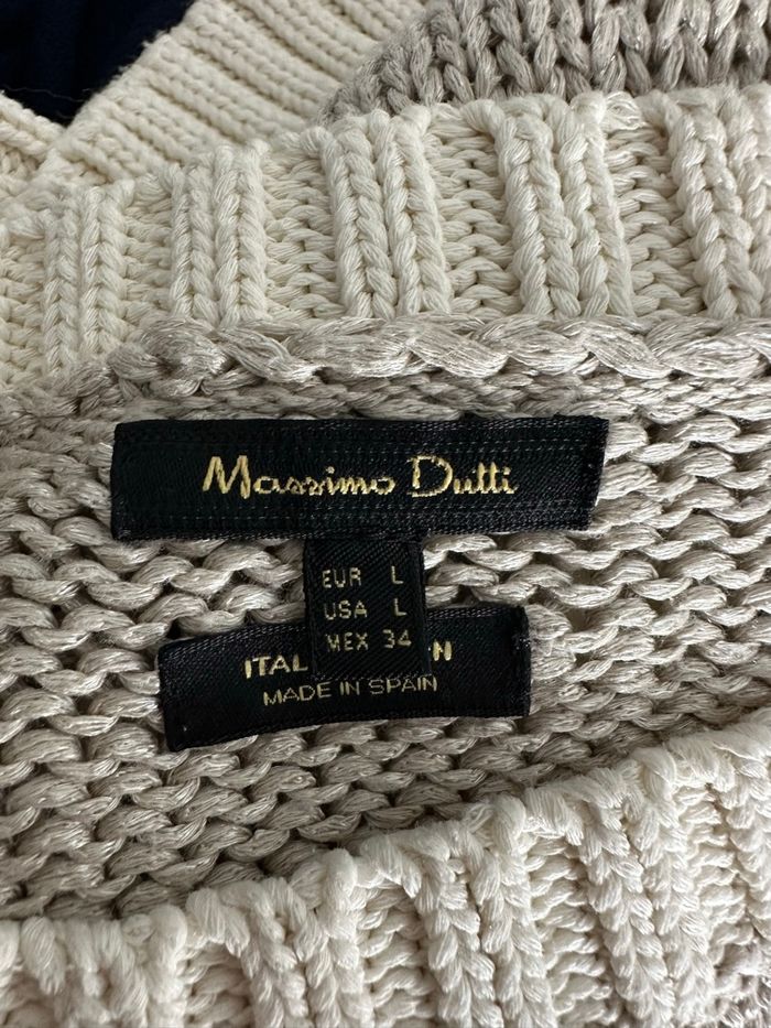 Pull en maille oversize beige et crème Massimo Dutti T40 L - photo numéro 7