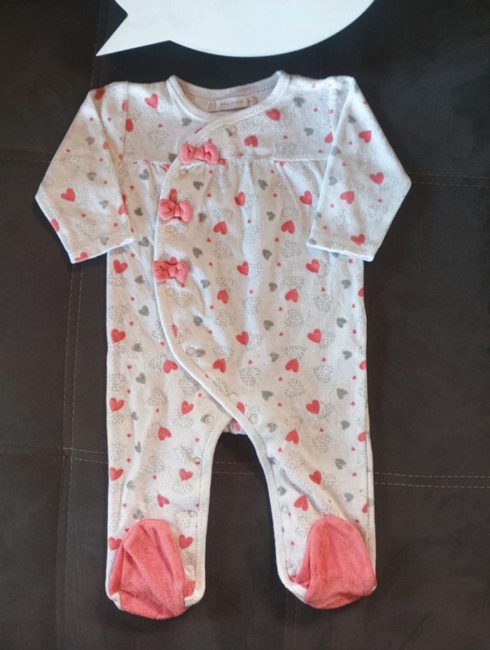 Pyjama velours Fille 9 mois cœur nœuds Gémo - photo numéro 2