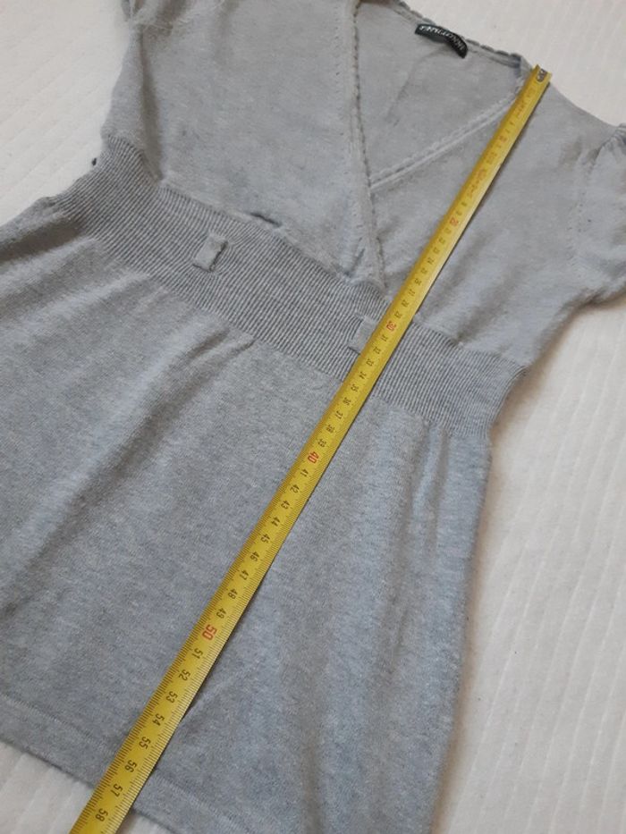 Haut fin gris manches courtes Papillonne - photo numéro 7