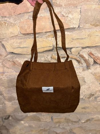 Sac fourre tout marron côtelé 