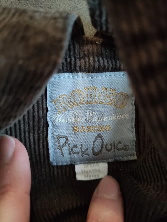 Salopette marron garçon 9 mois en velours - photo numéro 3