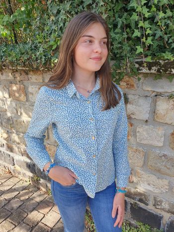 Chemise fleurie Lille bleu Taille 14 ans
