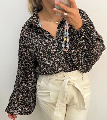 Chemise Vila Imprimée Fleurs Manches Bouffantes Taille 38