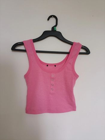 Crop top débardeur rose à boutons vintage