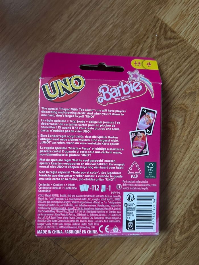 UNO Barbie – jeu de cartes Mattel Games neuf / complet - photo numéro 2