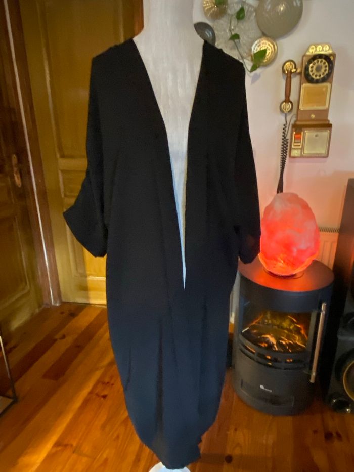 Kimono noir fluide long – Taille unique