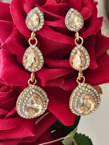 Boucles d oreilles avec zirconium et pierres citrine en acier inoxydable