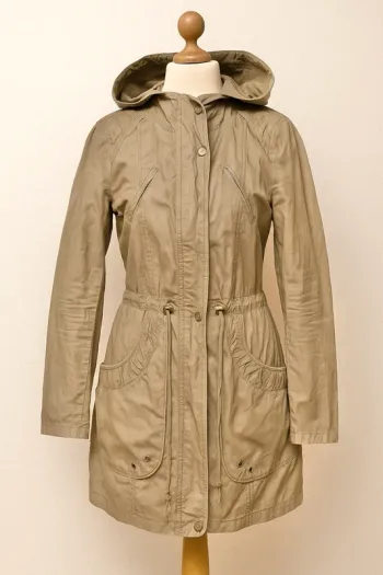 Veste trench kaki avec capuche de New Look – taille 34 / XS